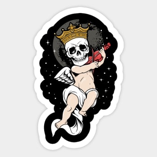 romantic skull angel with violin Sticker